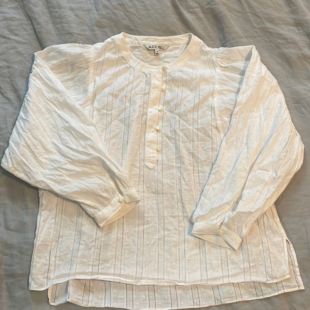 Alex Mill Easy Popover Swiss Dot Blouse, Size Small